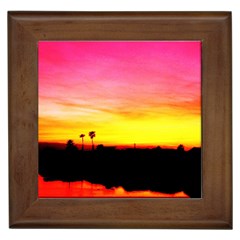 Pink Sunset Framed Ceramic Tile by tammystotesandtreasures