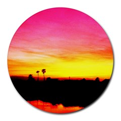 Pink Sunset 8  Mouse Pad (round) by tammystotesandtreasures