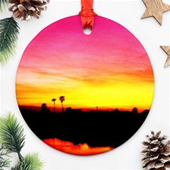 Pink Sunset Ceramic Ornament (round)