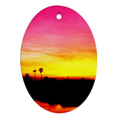 Pink Sunset Ceramic Ornament (oval) by tammystotesandtreasures