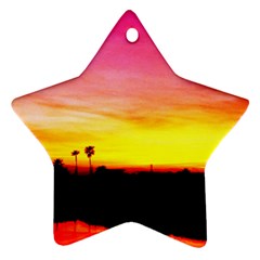 Pink Sunset Ceramic Ornament (star) by tammystotesandtreasures