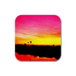 Pink Sunset 4 Pack Rubber Drinks Coaster (Square) Front