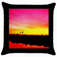 Pink Sunset Black Throw Pillow Case by tammystotesandtreasures