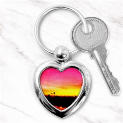 Pink Sunset Key Chain (heart) by tammystotesandtreasures