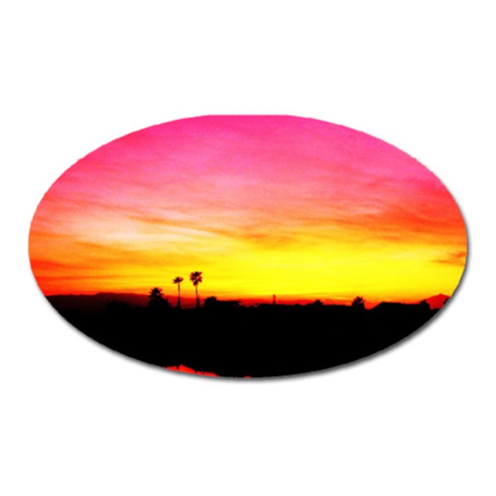 Pink Sunset Large Sticker Magnet (Oval)