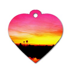 Pink Sunset Single-sided Dog Tag (heart) by tammystotesandtreasures