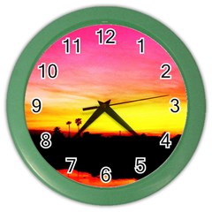 Pink Sunset Colored Wall Clock