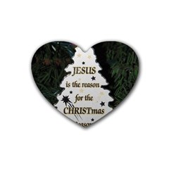 Jesus Is The Reason Rubber Drinks Coaster (heart) by tammystotesandtreasures