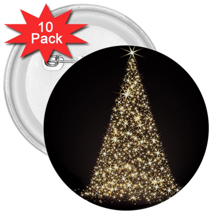 Christmas Tree Sparkle Jpg 10 Pack Large Button (Round)