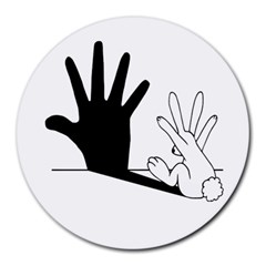 Rabbit Hand Shadow 8  Mouse Pad (round) by rabbithandshadow