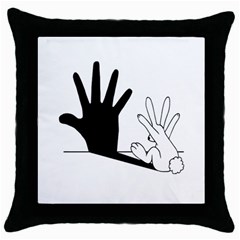 Rabbit Hand Shadow Black Throw Pillow Case by rabbithandshadow