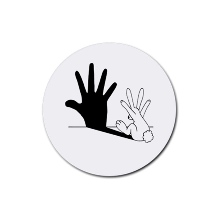 Rabbit Hand Shadow 4 Pack Rubber Drinks Coaster (Round)