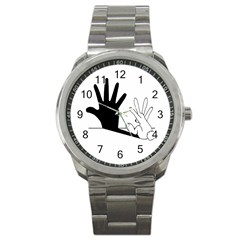 Rabbit Hand Shadow Stainless Steel Sports Watch (round) by rabbithandshadow