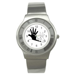 Rabbit Hand Shadow Stainless Steel Watch (round) by rabbithandshadow