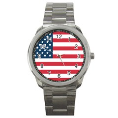 Flag Stainless Steel Sports Watch (Round)