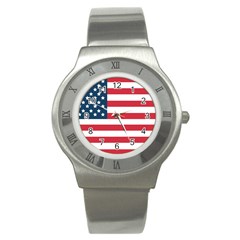 Flag Stainless Steel Watch (round) by tammystotesandtreasures