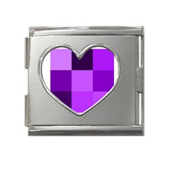 Purple Shades Mega Link Heart Italian Charm (18mm) by PurpleVIP