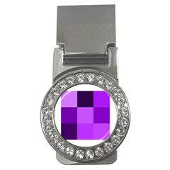 Purple Shades Money Clip With Gemstones (round)