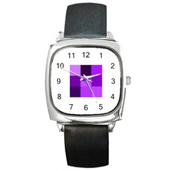 Purple Shades Black Leather Watch (square)