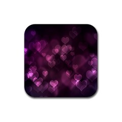 Purple Bokeh Rubber Drinks Coaster (square) by PurpleVIP