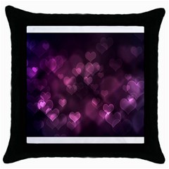 Purple Bokeh Black Throw Pillow Case