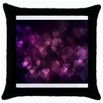 Purple Bokeh Black Throw Pillow Case Front