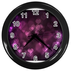 Purple Bokeh Black Wall Clock