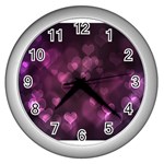 Purple Bokeh Silver Wall Clock Front