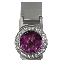 Purple Bokeh Money Clip With Gemstones (round)