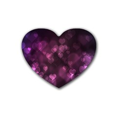 Purple Bokeh Rubber Drinks Coaster (heart) by PurpleVIP