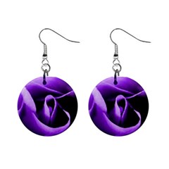 Purple Rose Mini Button Earrings