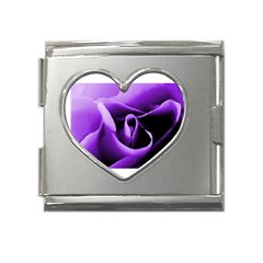 Purple Rose Mega Link Heart Italian Charm (18mm)