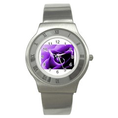 Purple Rose Stainless Steel Watch (round)