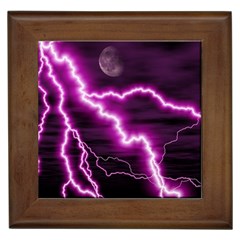 Purple Lightning Framed Ceramic Tile by PurpleVIP