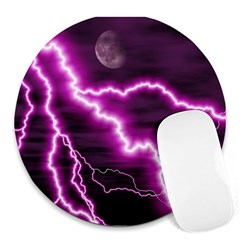 Purple Lightning 8  Mouse Pad (round)