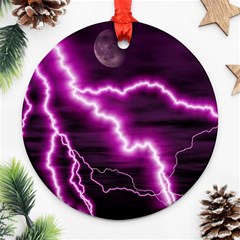 Purple Lightning Ceramic Ornament (round)