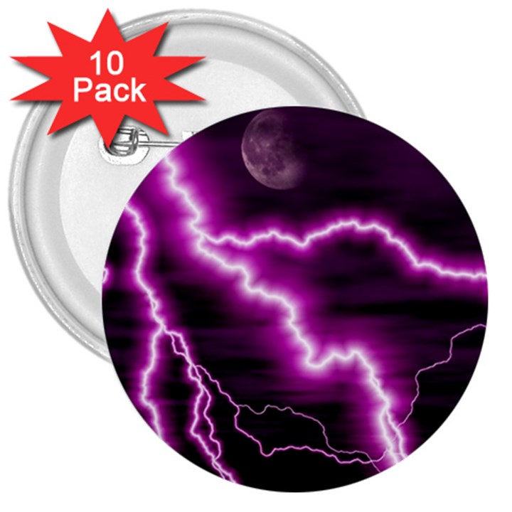 Purple Lightning 10 Pack Large Button (Round)