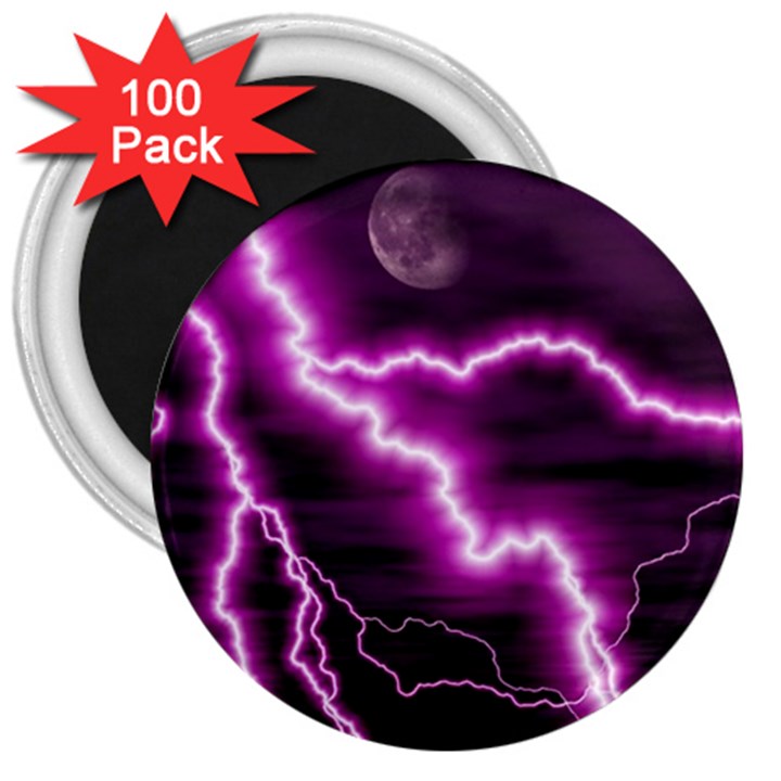 Purple Lightning 100 Pack Large Magnet (Round)