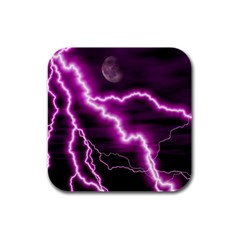 Purple Lightning 4 Pack Rubber Drinks Coaster (square)