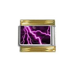 Purple Lightning Gold Trim Italian Charm (9mm)