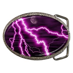 Purple Lightning Belt Buckle (oval)