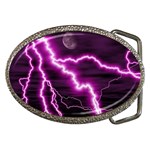 Purple Lightning Belt Buckle (Oval) Front