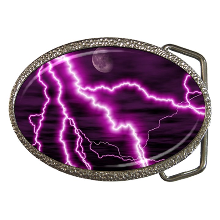 Purple Lightning Belt Buckle (Oval)