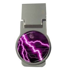 Purple Lightning Money Clip (round)