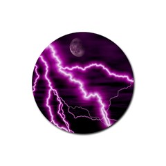 Purple Lightning 4 Pack Rubber Drinks Coaster (round)