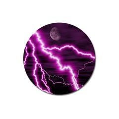 Purple Lightning Large Sticker Magnet (round)