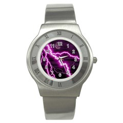 Purple Lightning Stainless Steel Watch (round)