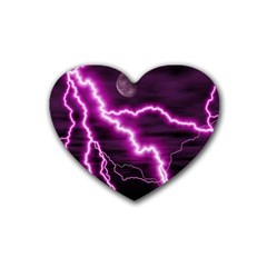 Purple Lightning Rubber Drinks Coaster (heart) by PurpleVIP