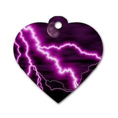 Purple Lightning Single-sided Dog Tag (heart) by PurpleVIP