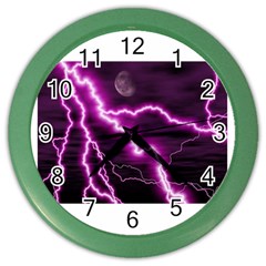 Purple Lightning Colored Wall Clock